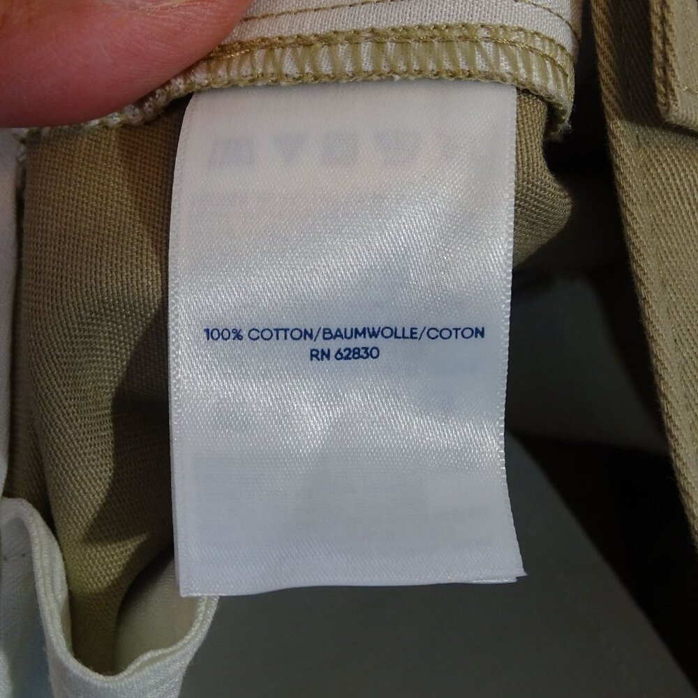 Lands End Men Khaki Flat Front Traditional Fit Chino Pants Size 34 Uniform Work - Picture 7 of 15